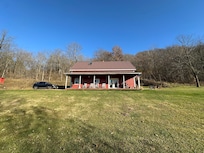 View of the honey house from the front yard
