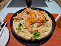 Pasta maravilhosa de Prawns.