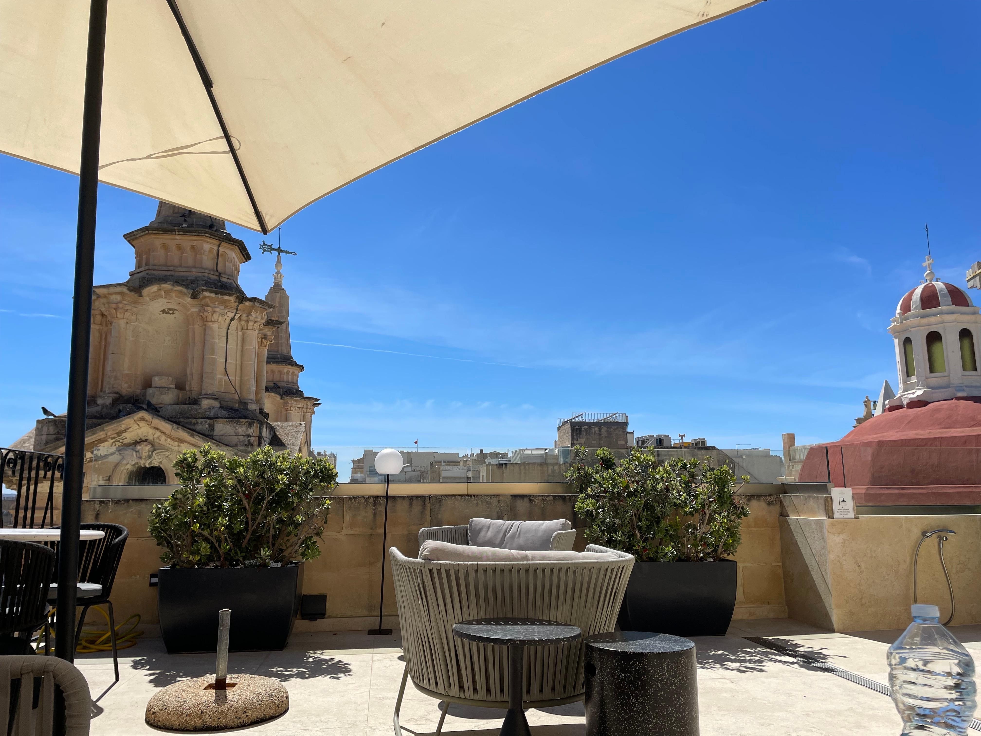 The roof terrace for private use of customers of hotel.