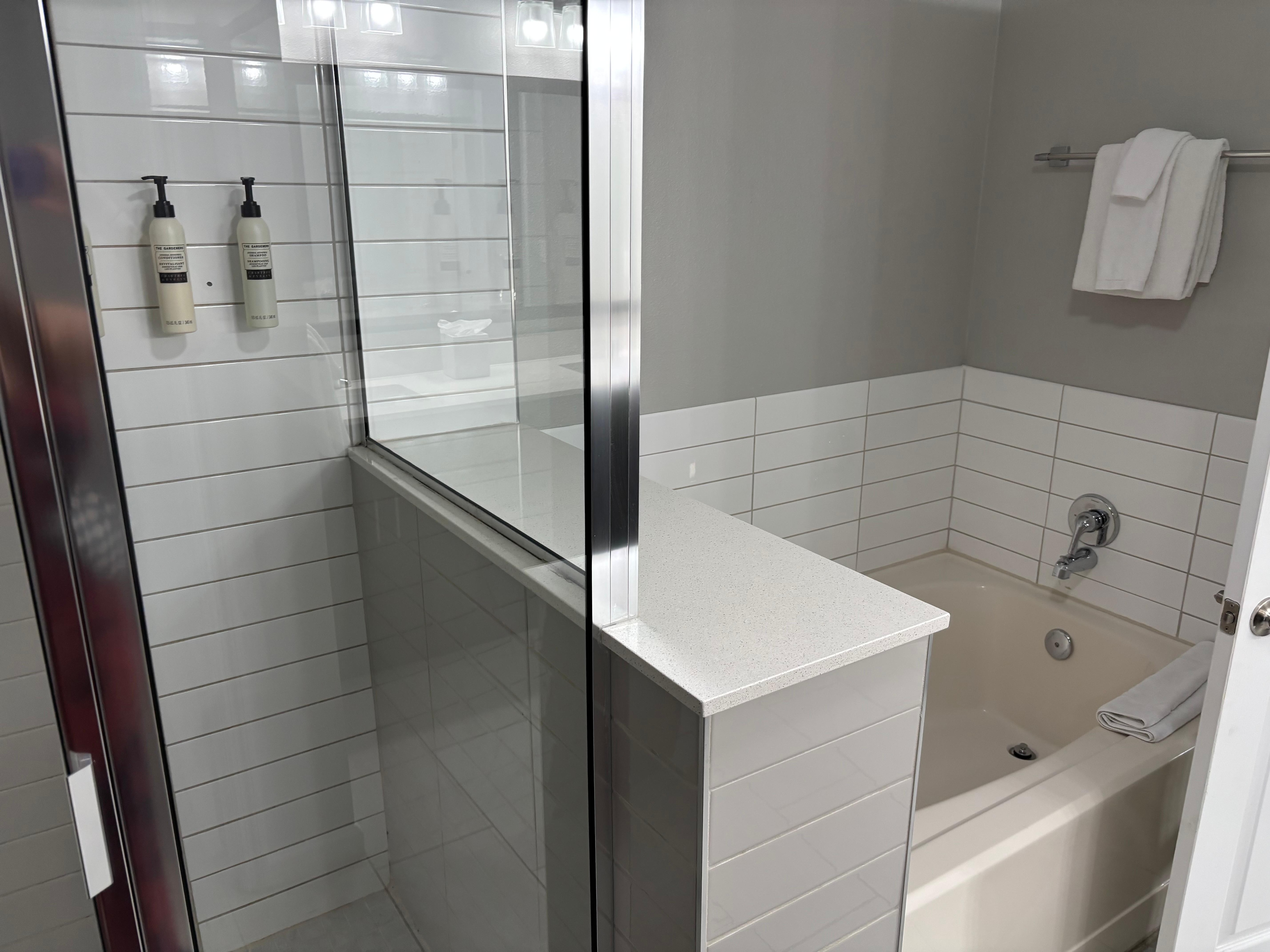 So nice to have a huge bath and shower and two bathrooms 