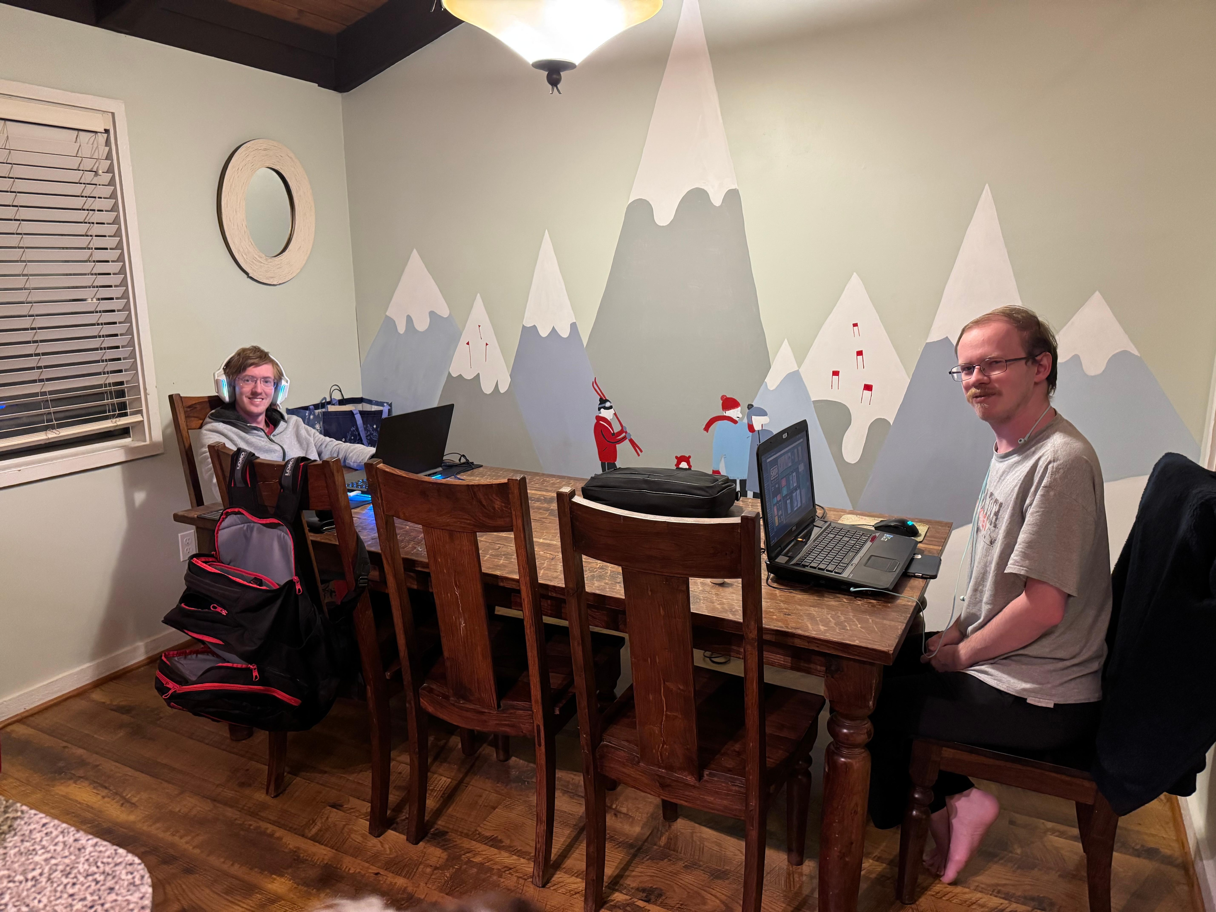 A little down time in the roomy dining area 