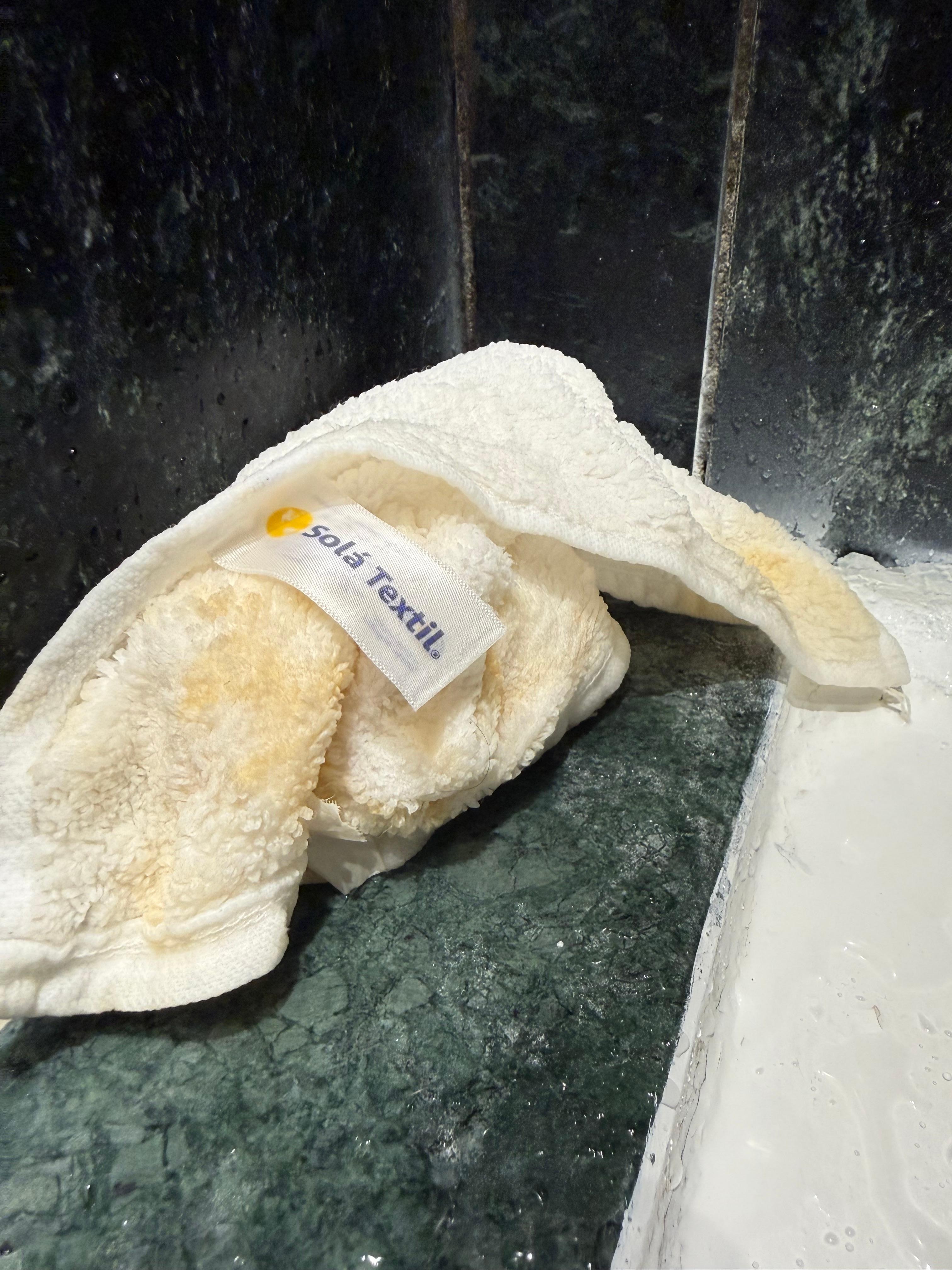 The rust from the grain and tub itself 