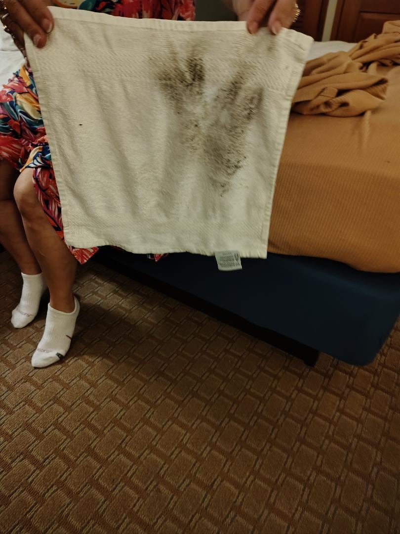 My wife wiped her feet because she walked on the floor.