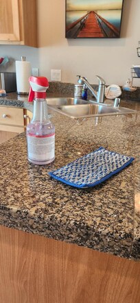 Cleaning supplies left out.