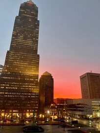 View from our room window at sunset