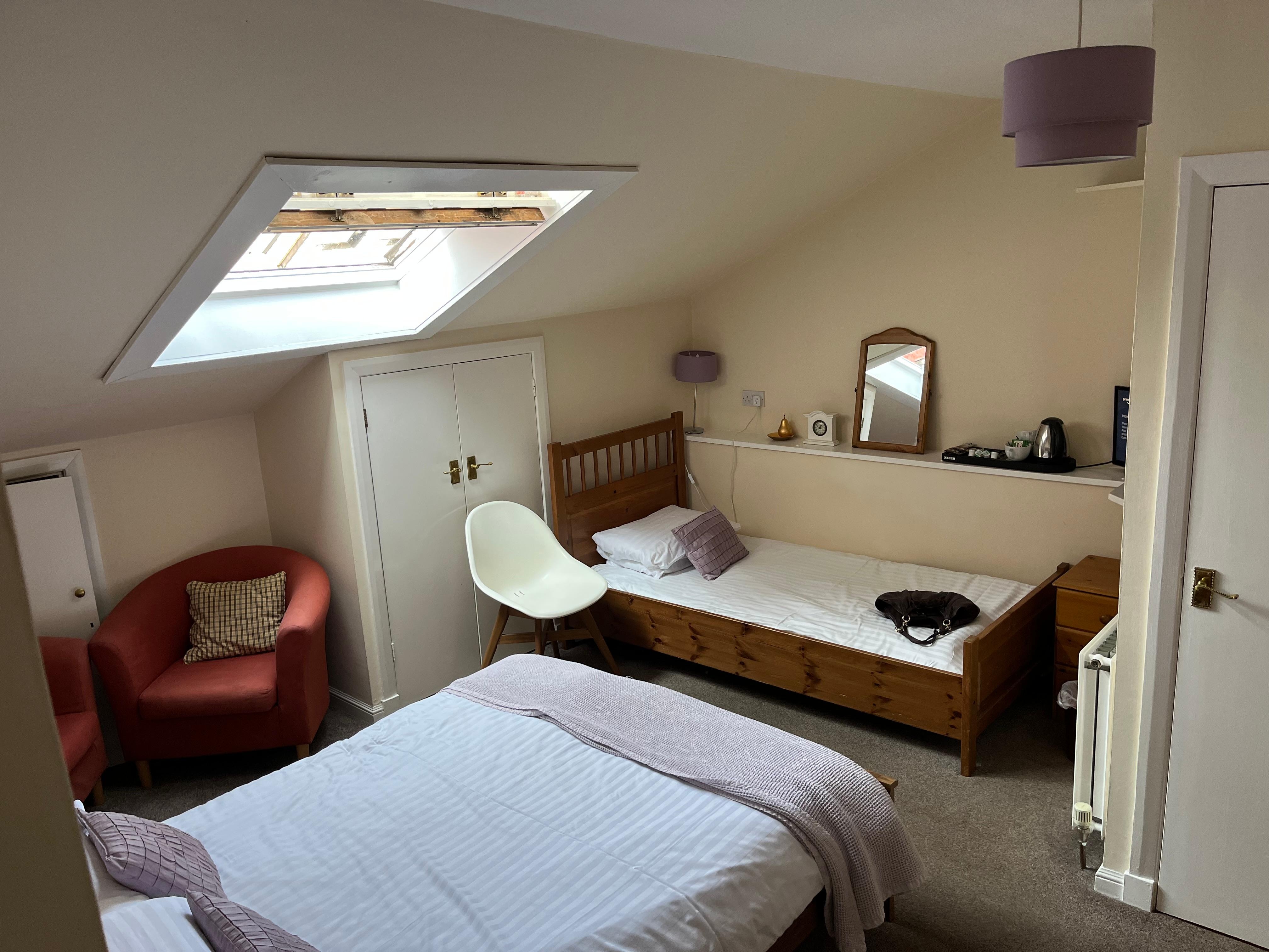 The room we had was cute and cozy. That bed needs a new mattress.