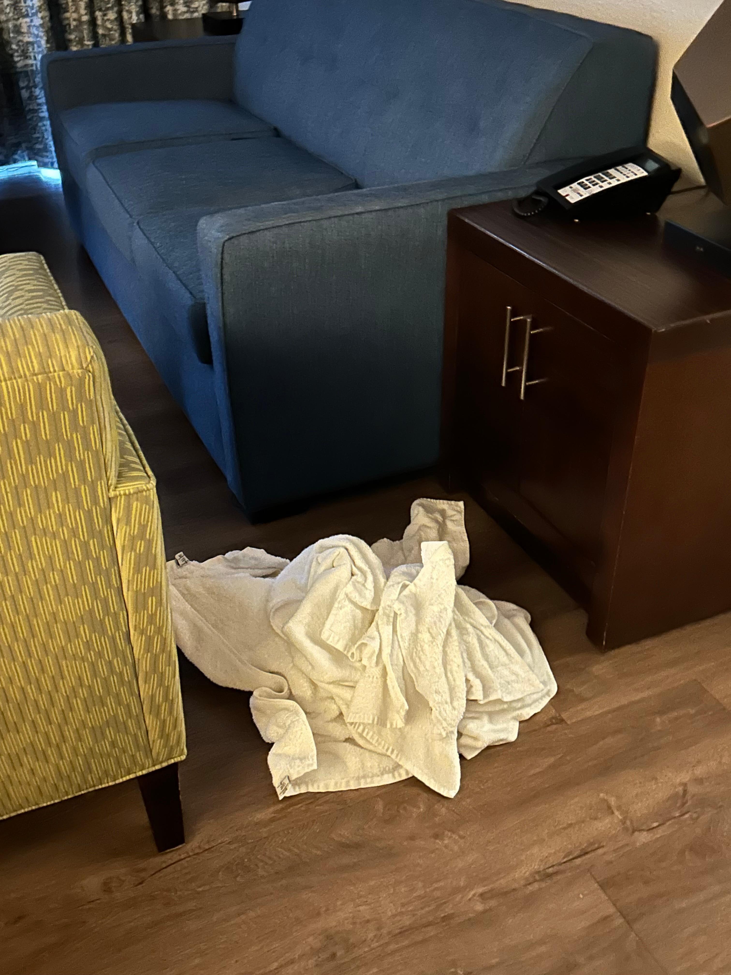 Towels on the floor