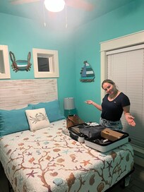 The upstairs guest room. With TV, closet, and full bath across hall.