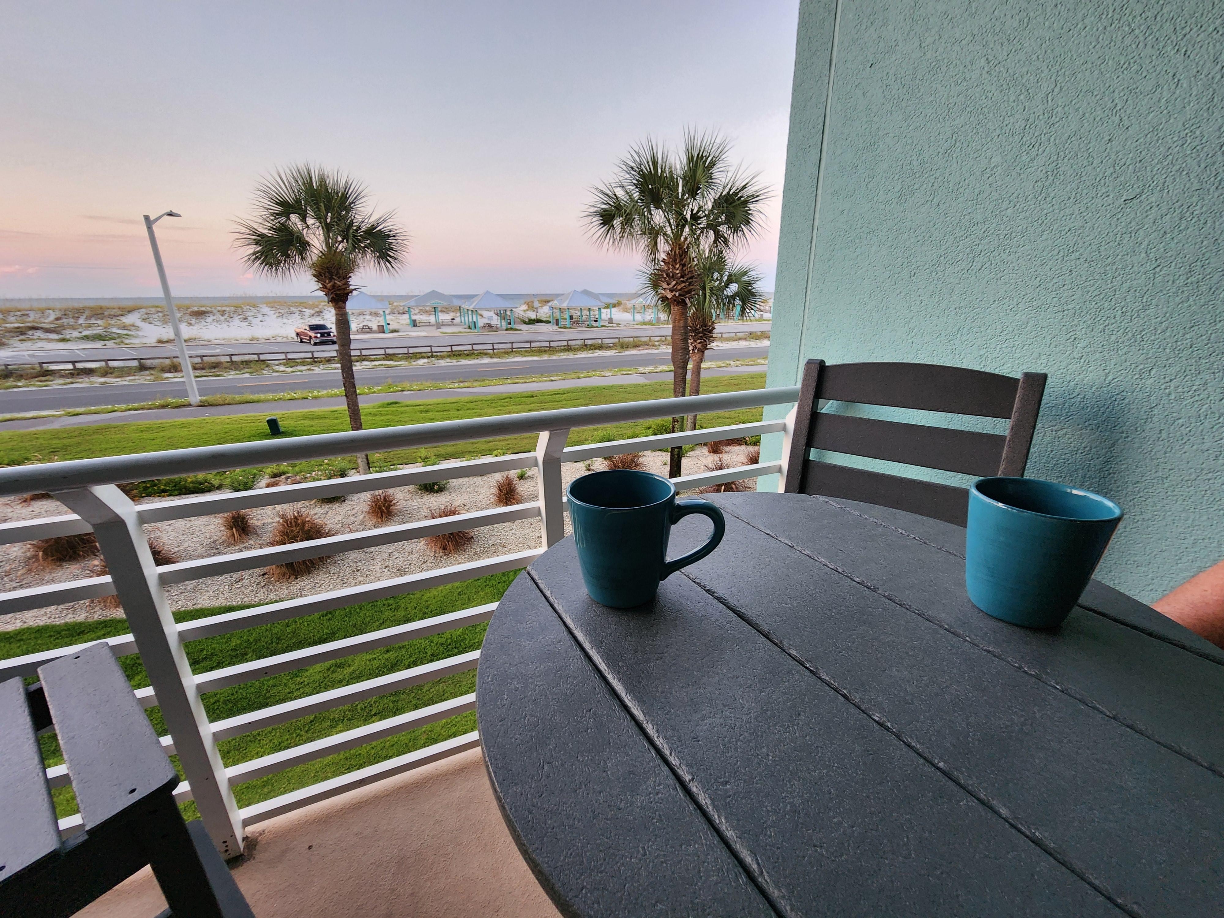 Our last morning coffee before our trip home. 