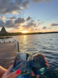 The private dock with incredible sunsets.