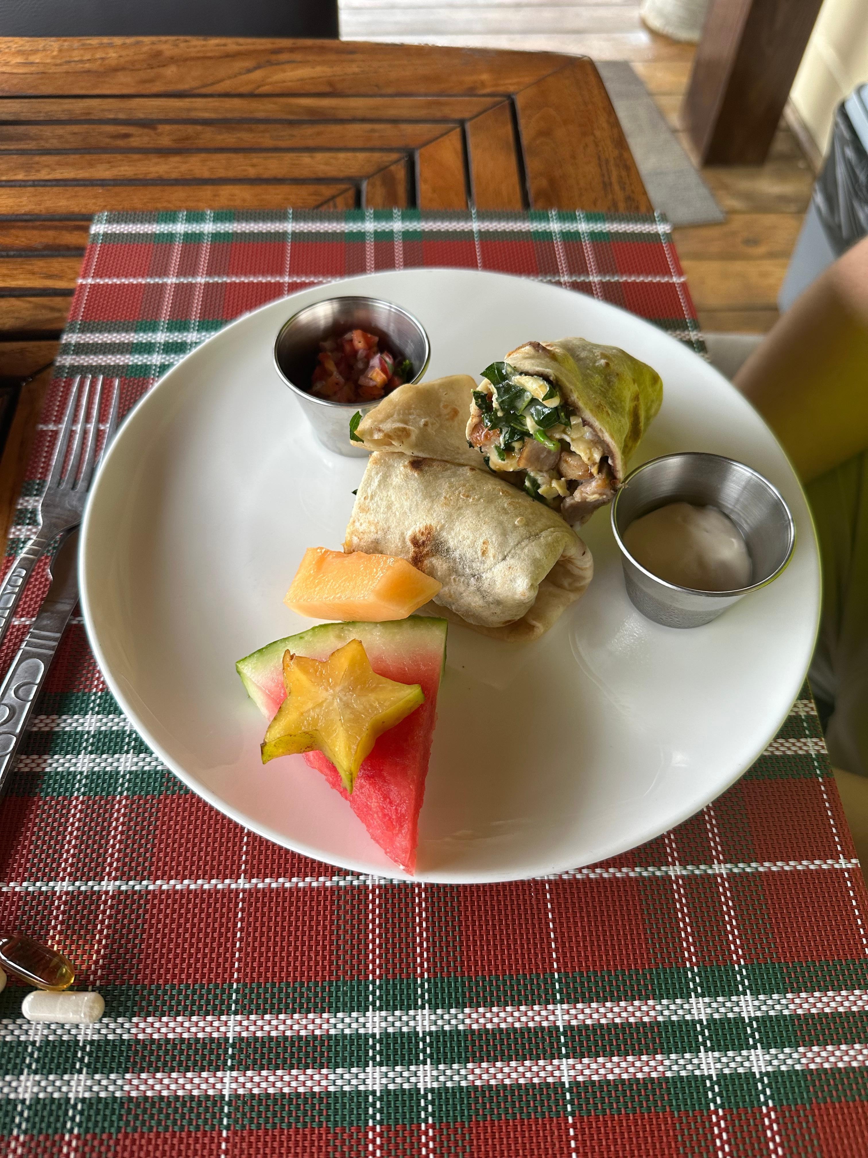 The chicken burrito wrap was amazing. 