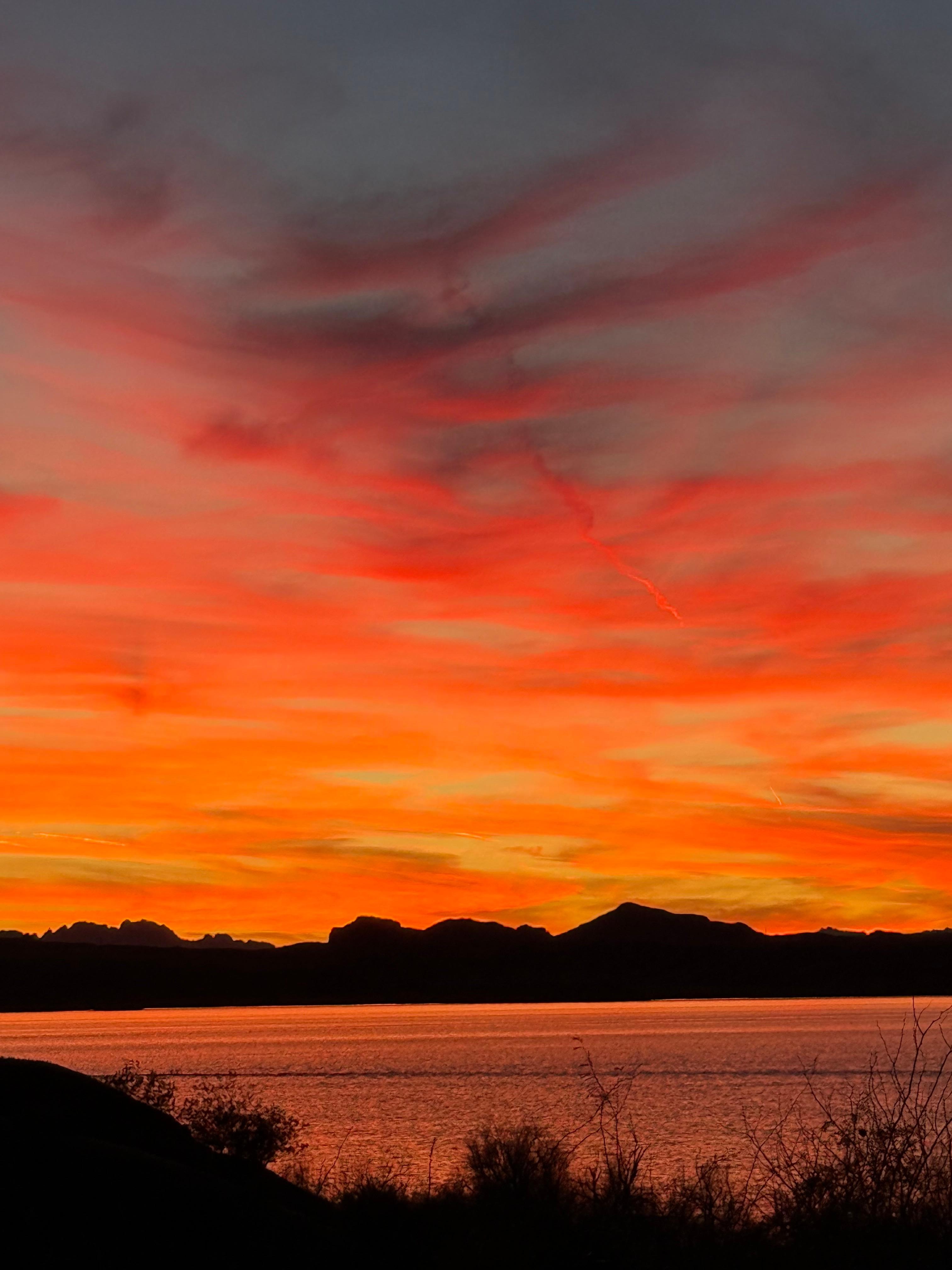 Gorgeous Lake Havasu city sunset. View from the island. 