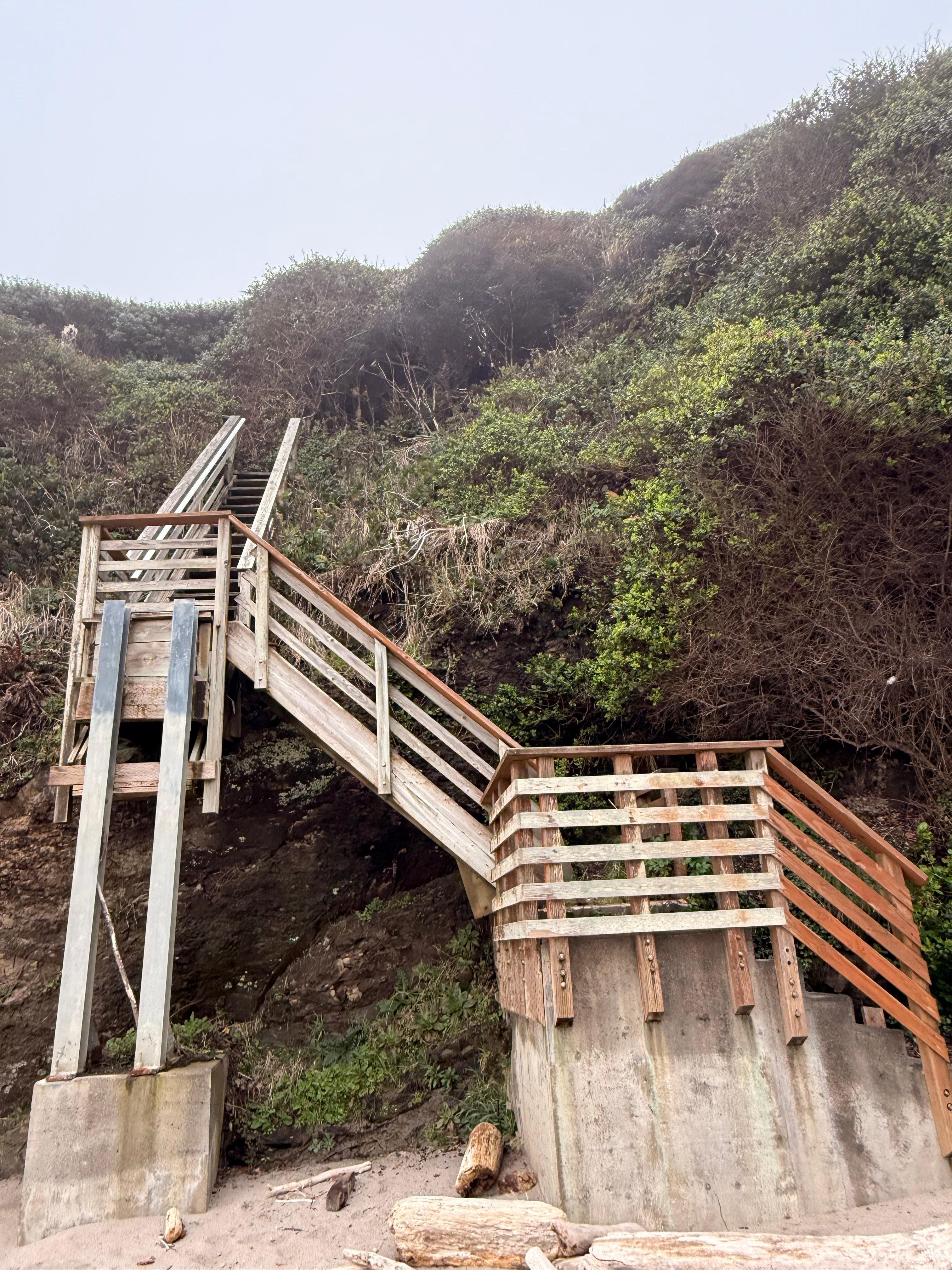 Stairs from the house the the beach