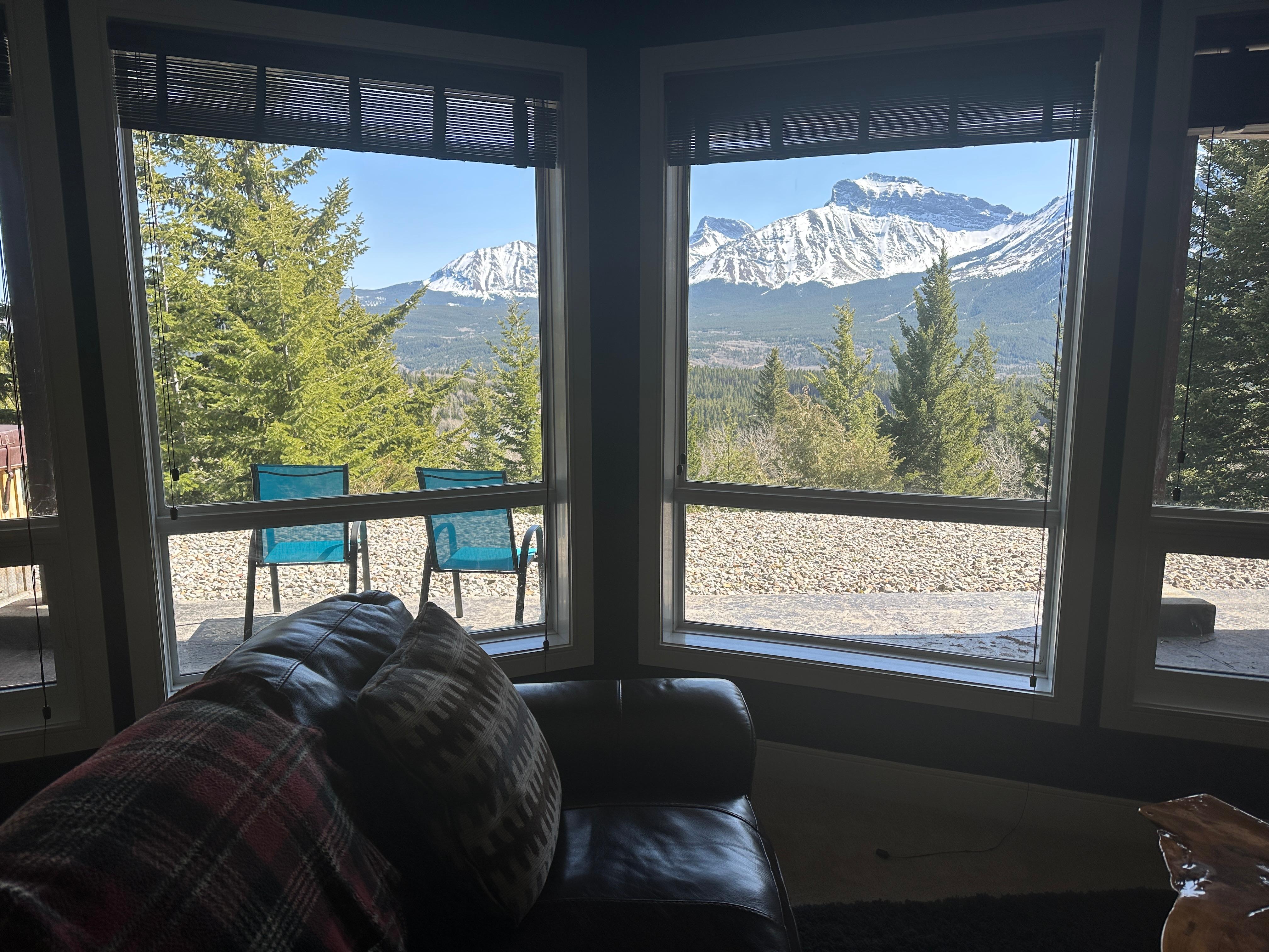 It's a basement but the views are incredible, sitting inside on the love seat is great for enjoying coffee on a cool morning, but the chairs outside are even better if it's warm .