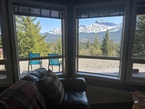 It's a basement but the views are incredible, sitting inside on the love seat is great for enjoying coffee on a cool morning, but the chairs outside are even better if it's warm .
