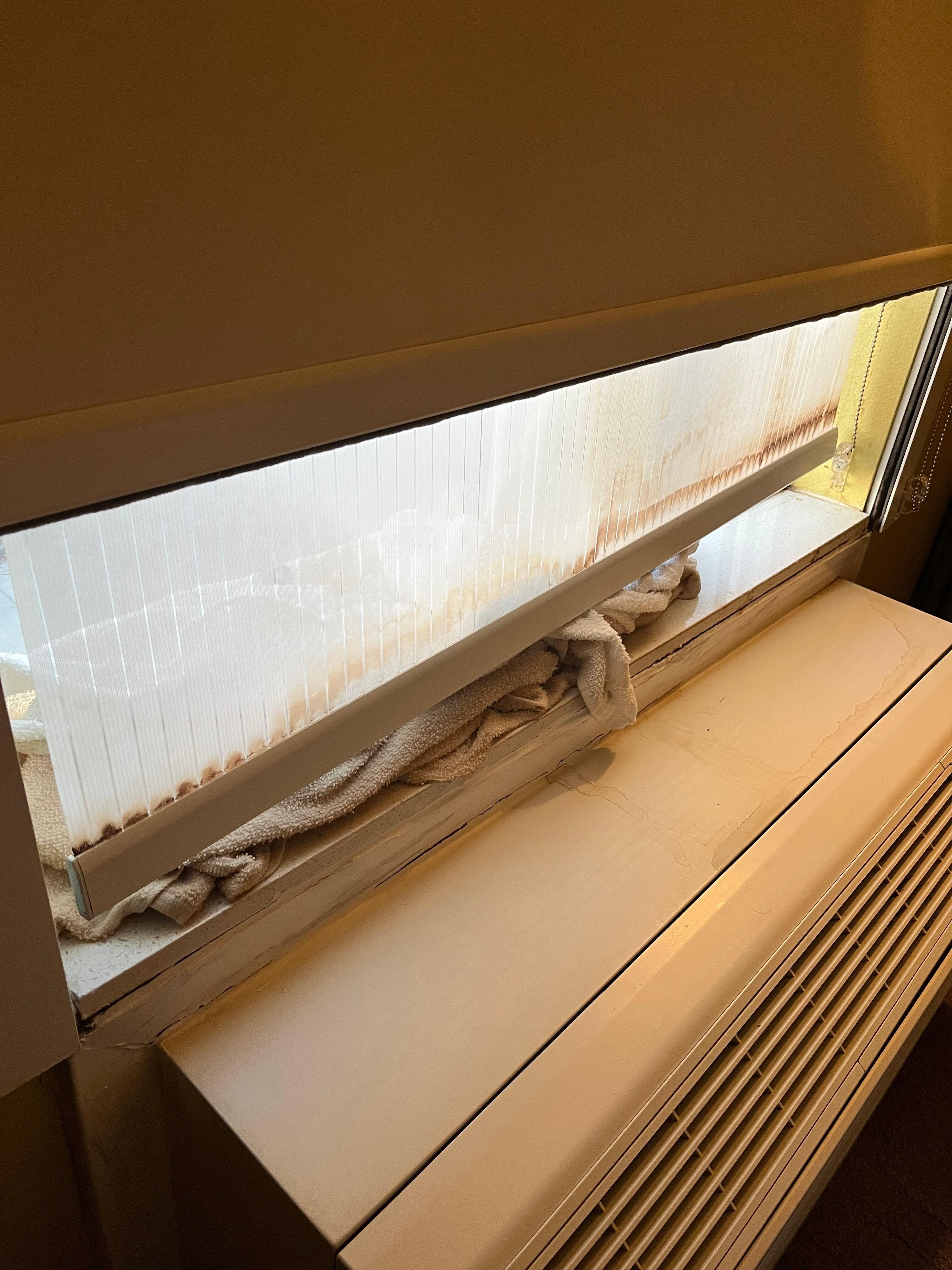 Brown stuff on the towels and curtains from the leak