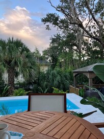 Beautiful vista, with lots of tropical and indigenous plants. An osprey lives nearby and we saw him twice with a fish!