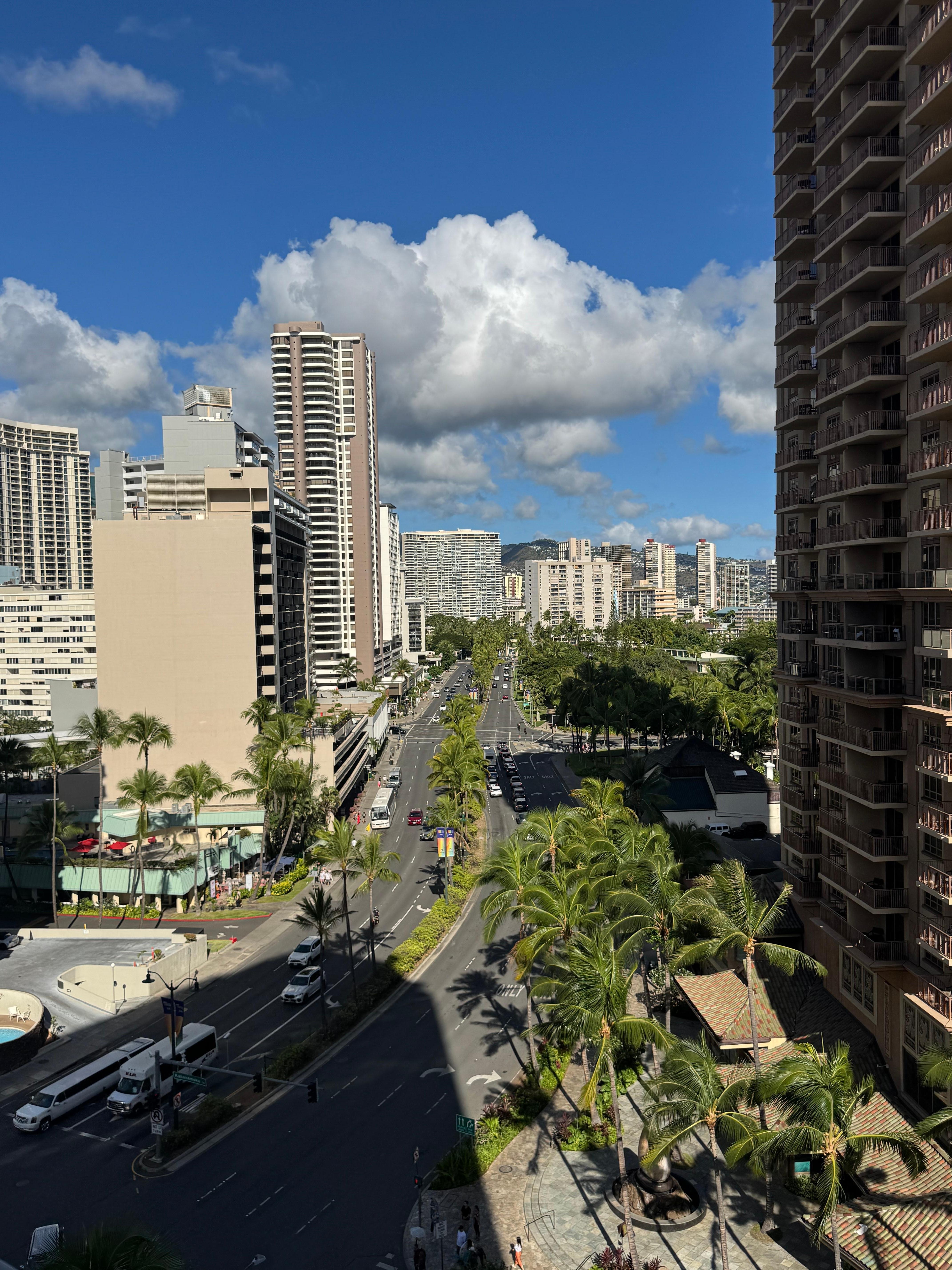 View from balcony towards city