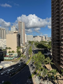 View from balcony towards city