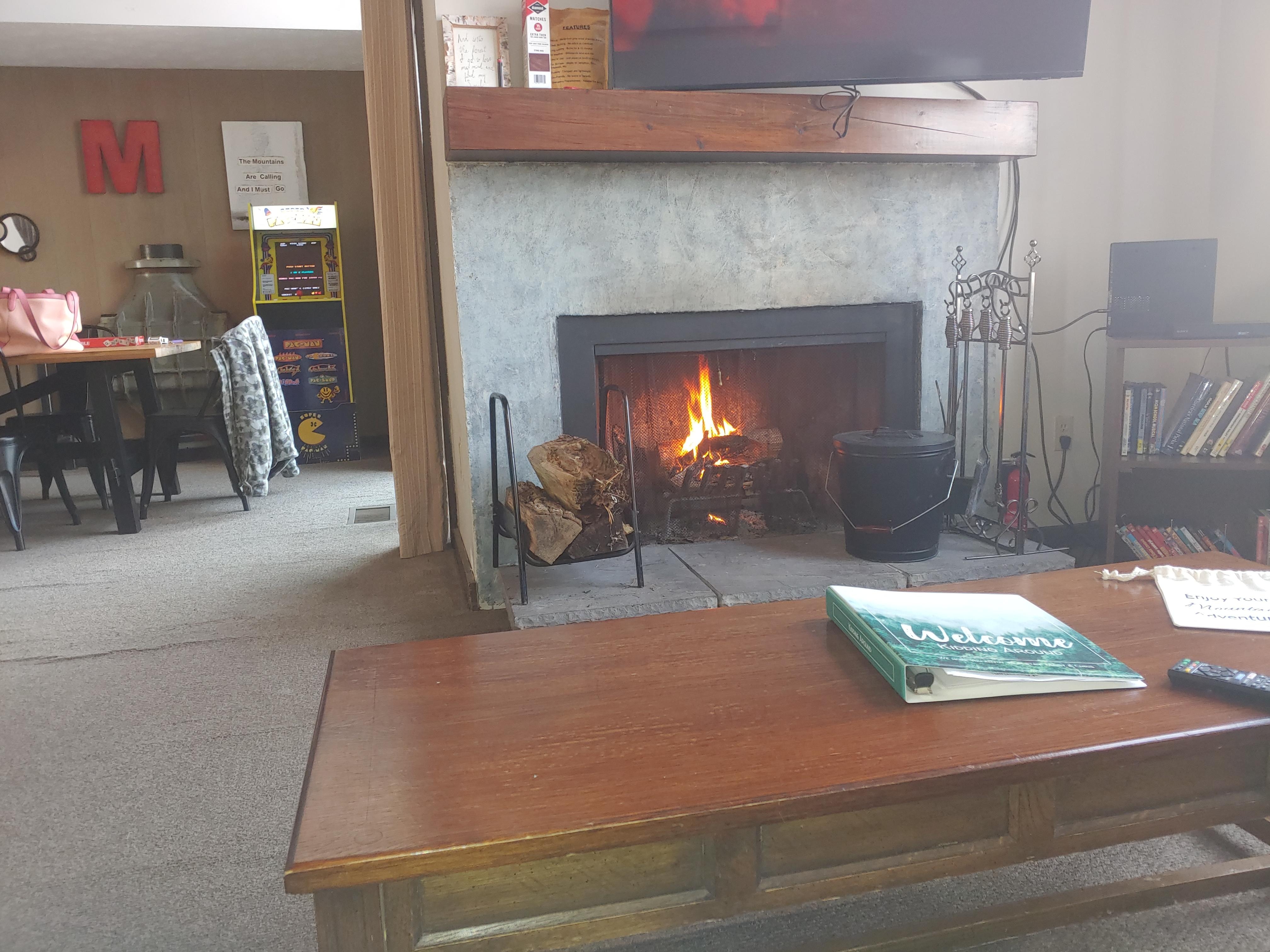 Relaxing by the fire