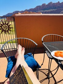 Enjoying the sun and view