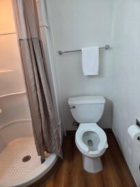 Very low toilet with nothing to hold onto to get up off of it. I injured my right shoulder and my knees in doing so!