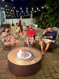 The fire pit was a hit! We roasted marshmallows and spent the evening hanging out under the lights.