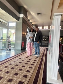 At the elegant reception area walkway