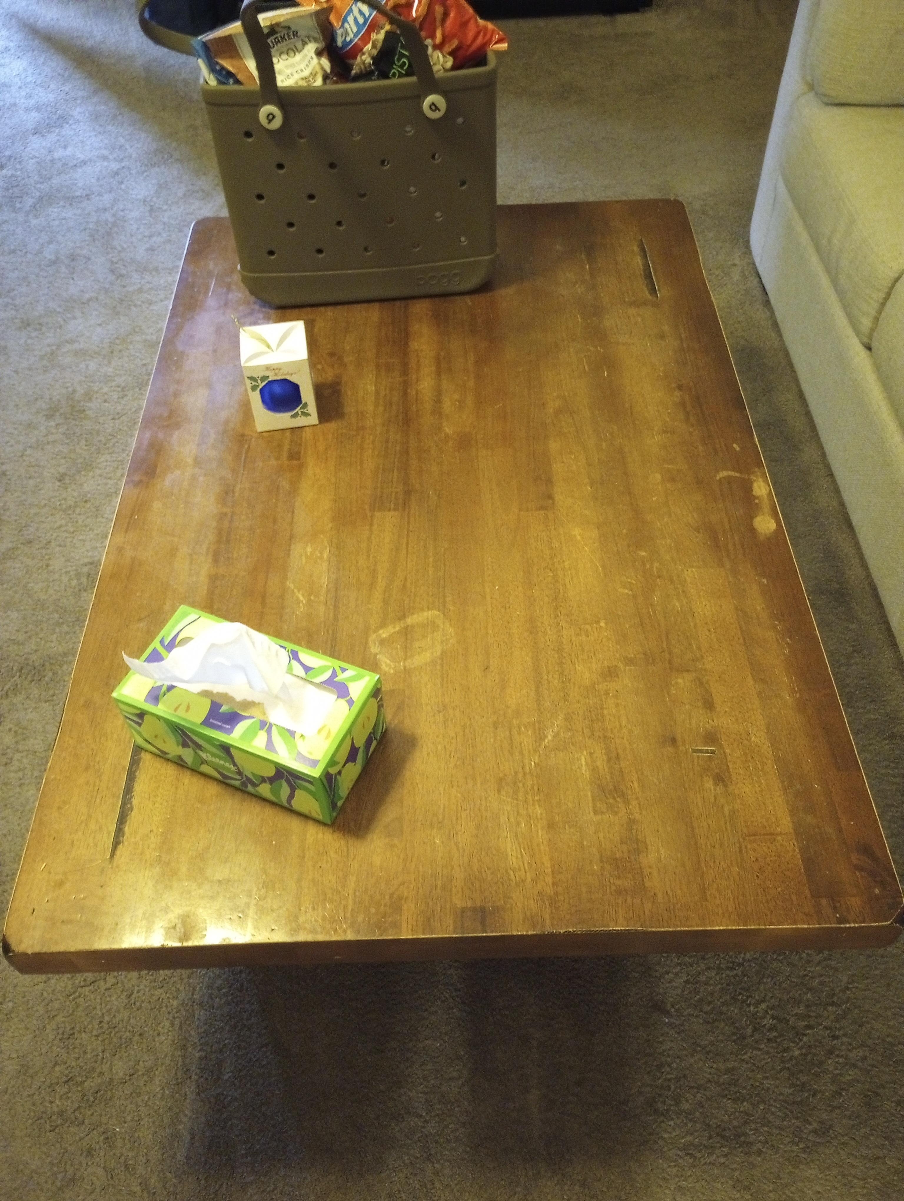 Coffee table old and ruined 