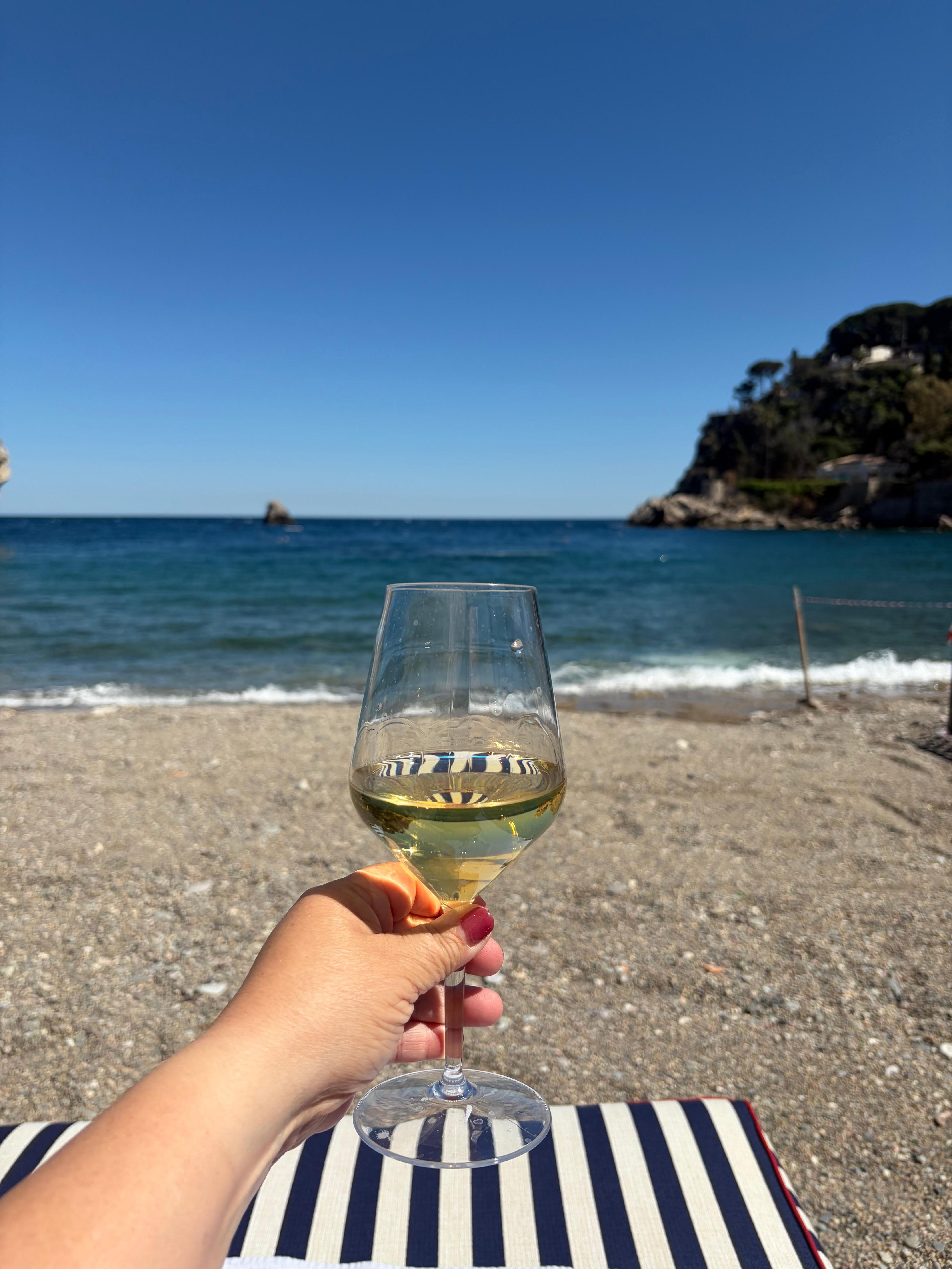 Wine by the beach!  Hotel has private beach area.