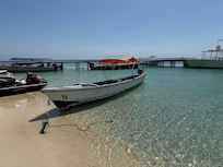 Pier for scuba diving is just a short walk down the beach. TGI no longer operates at Henry Morgan but Infinity Dive shop was easy to deal with and only a short walk from Henry Morgan