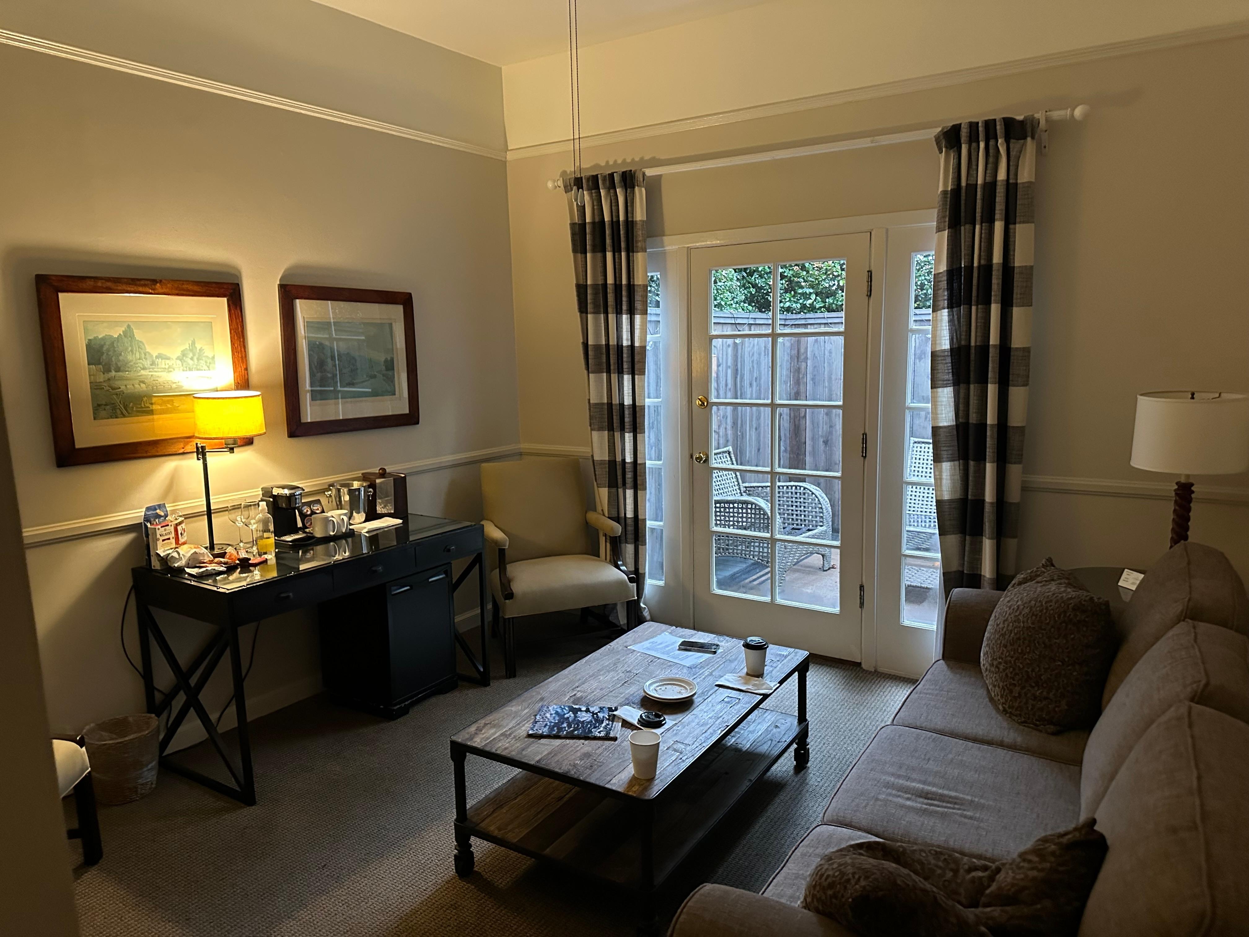 Our living area, with private patio.