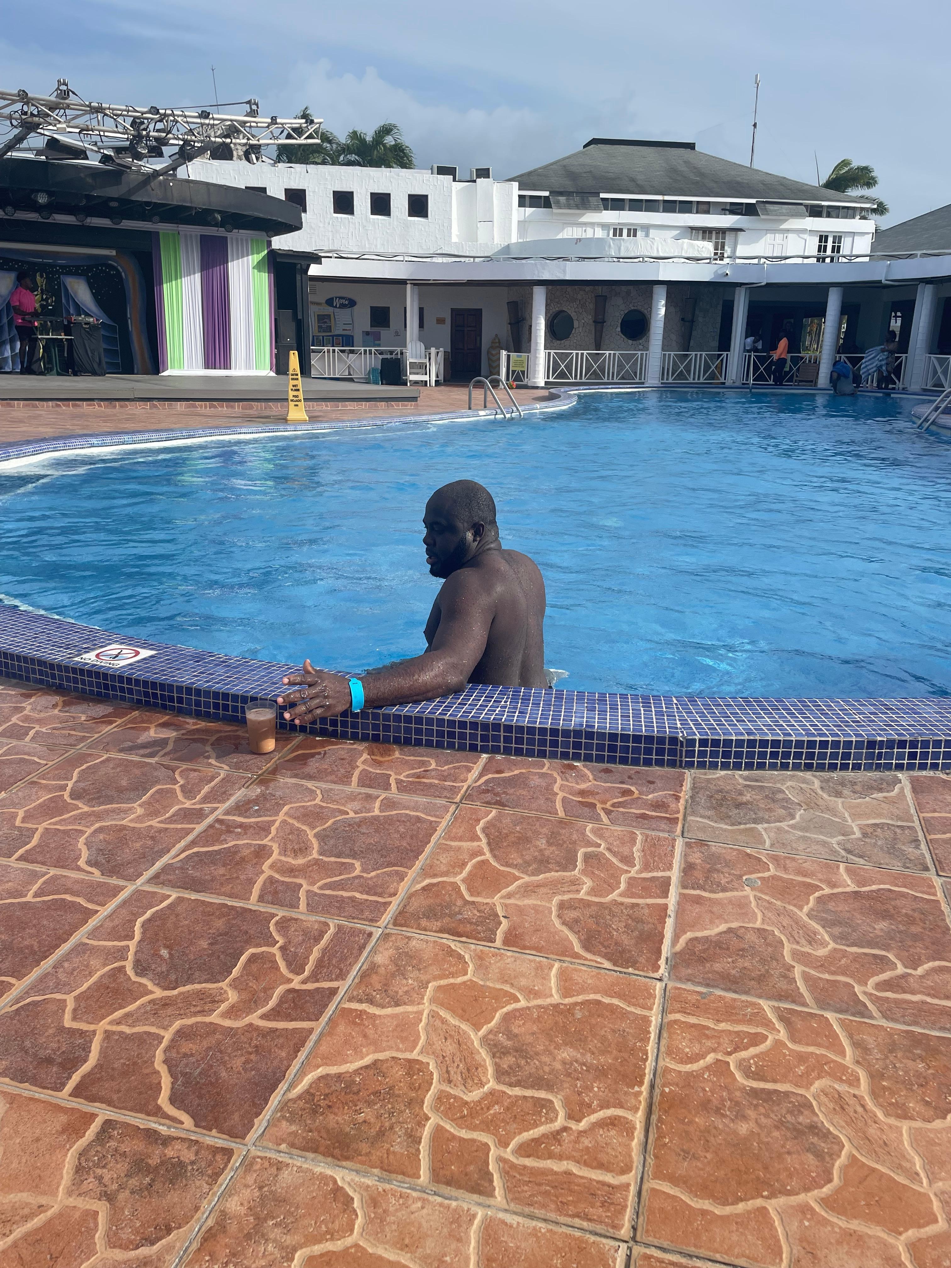 Hubby enjoying the pool