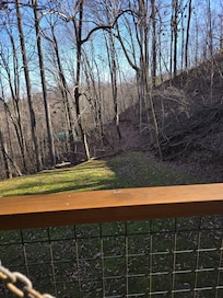 Sitting on the porch swing while the kiddos went for a small hike! Gatlingburg lights were a great view at night!!