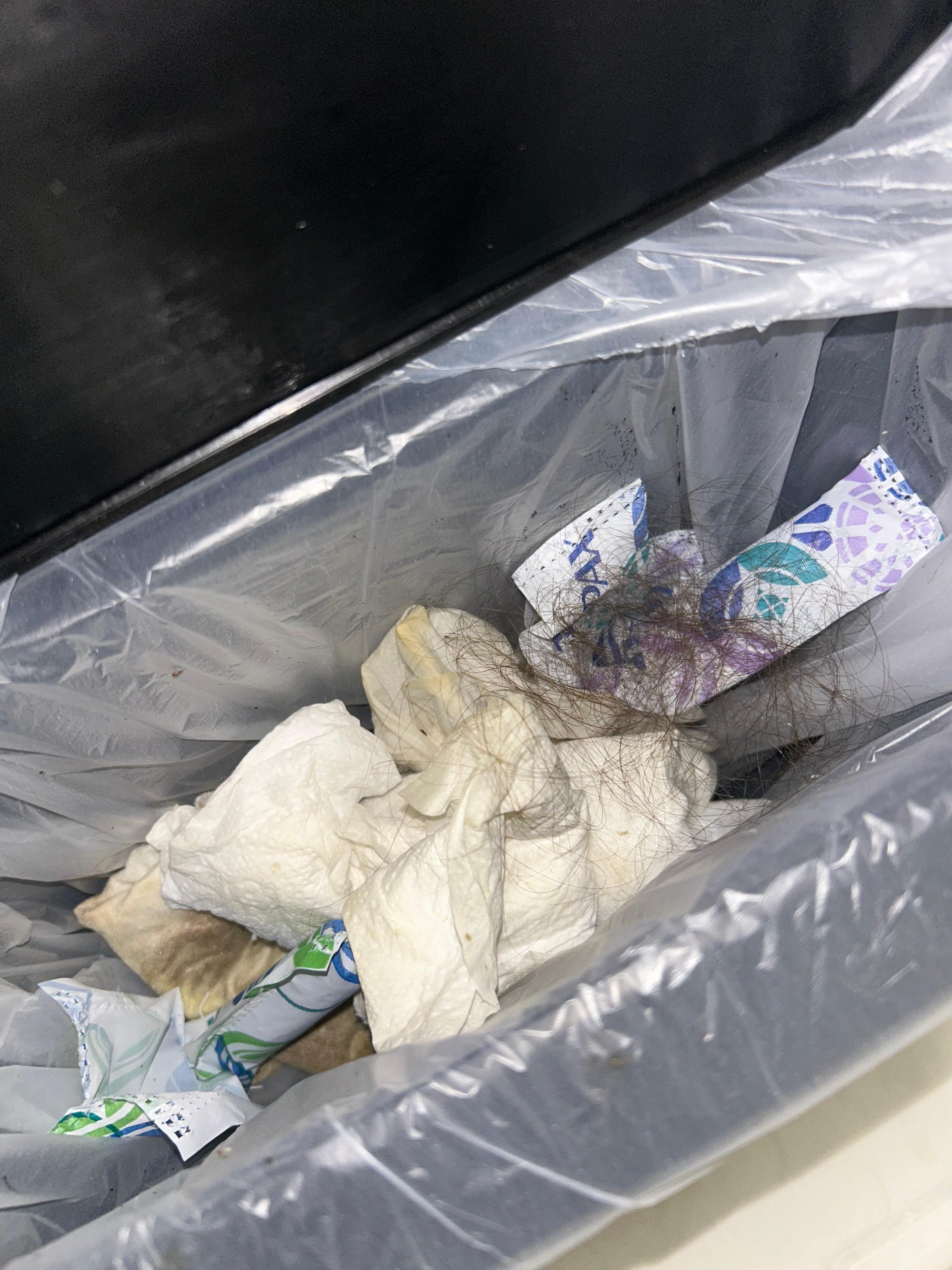 Feminine trash products left behind