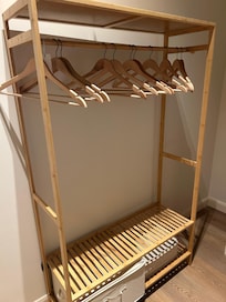 The only “wardrobe” and storage. Very flimsy and inadequate