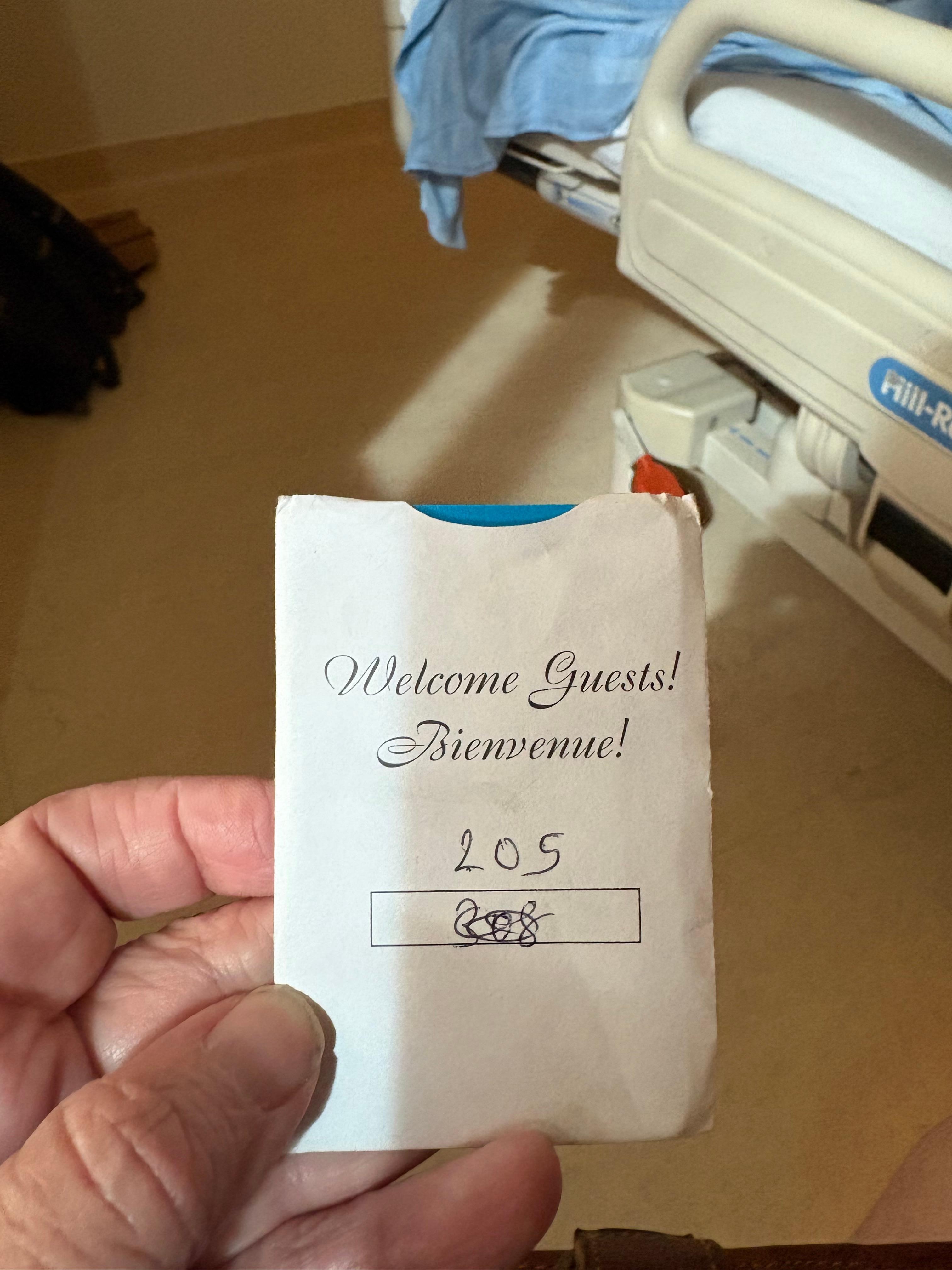 Recycled room key envelope.