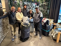 At the lobby while waiting for our shuttle ride to the airport The hotel can arrange it for you too.