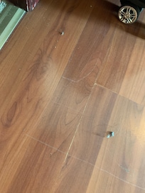 Dust and lint on the floor.