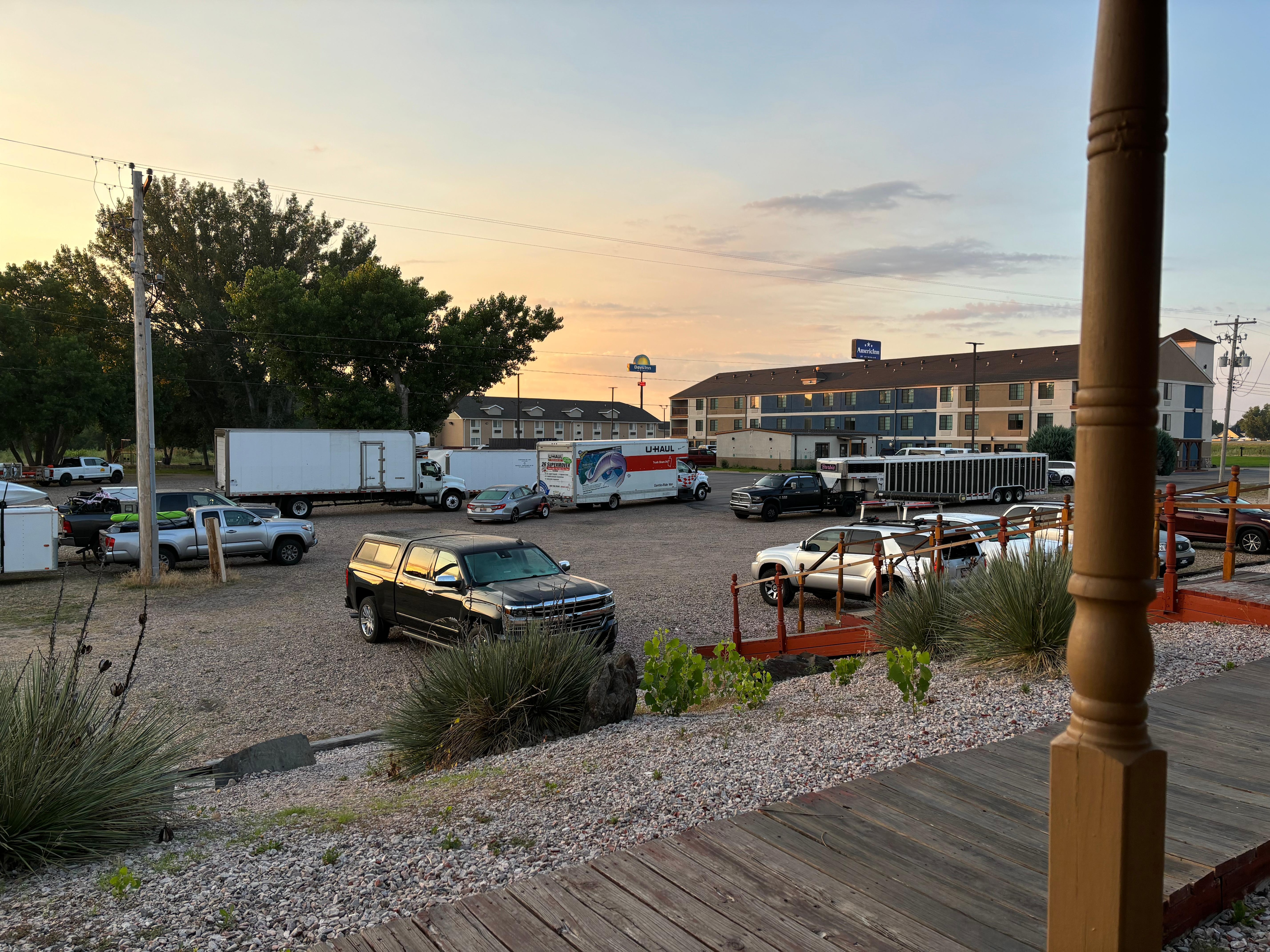 Trucks idling outside our cabin at 5am