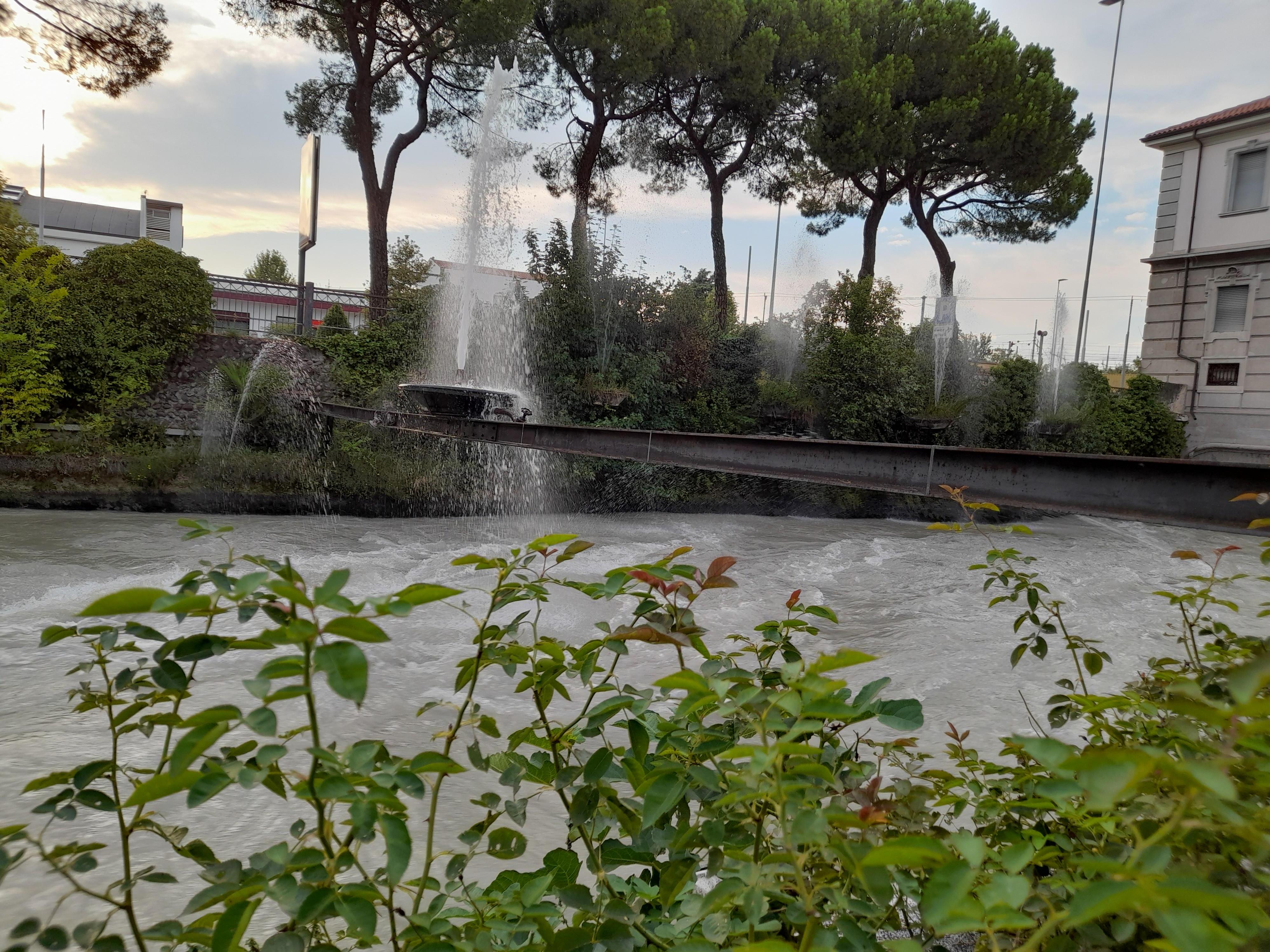 Fast Fflowing Cooling River in front of Hotel