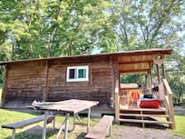 Cabin slept six. One full size bed, 2 sets of bunk beds.