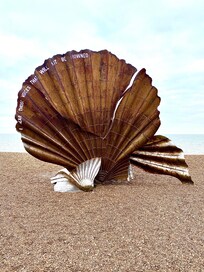 The shell sculpture on the beach