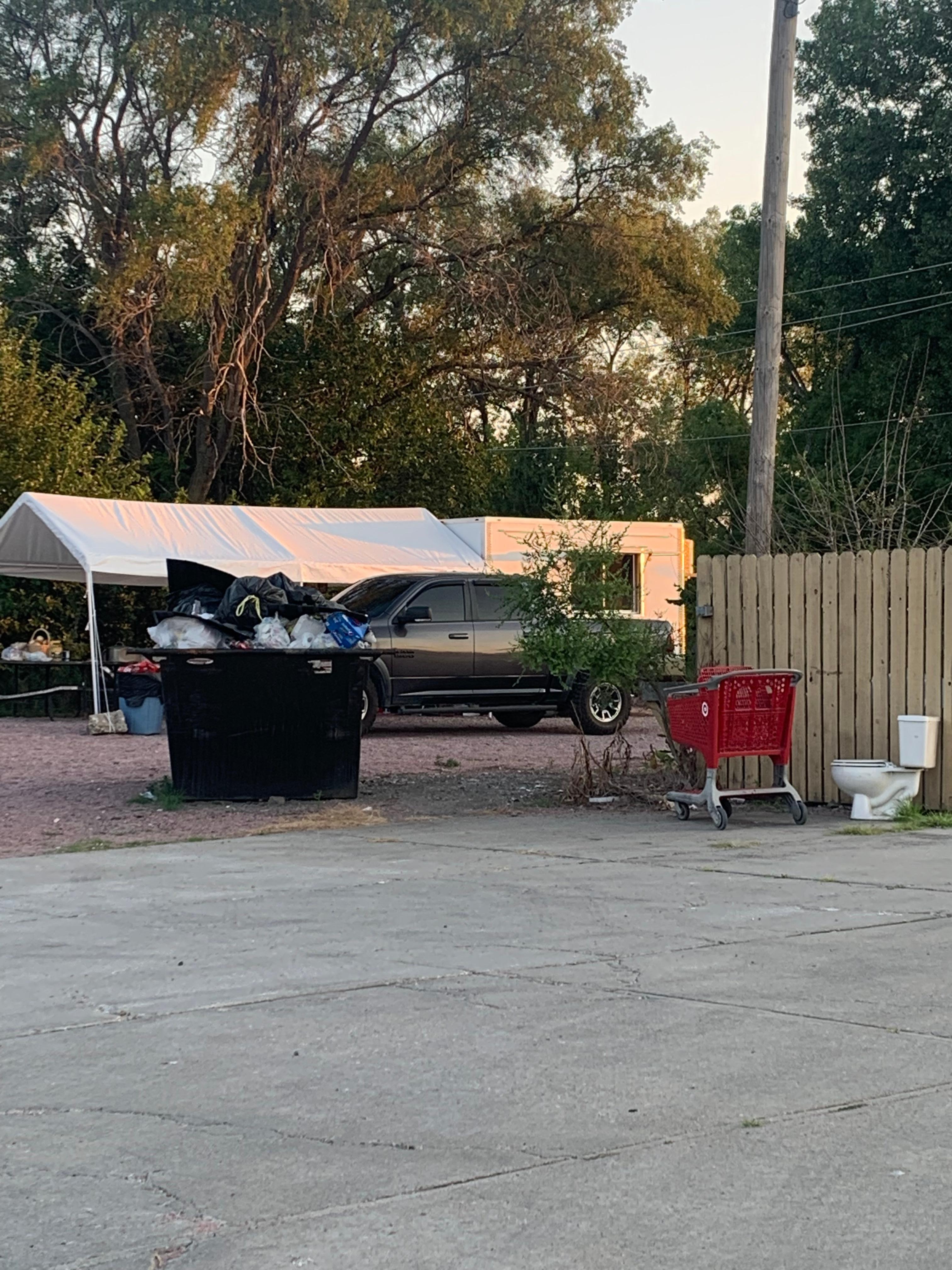 Parking lot in back.  