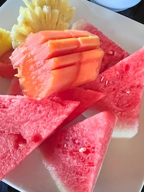 Fresh fruits at the buffet breakfast