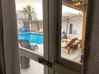 View from our room. Literally at the pool. Double edged sword depending on perspective.