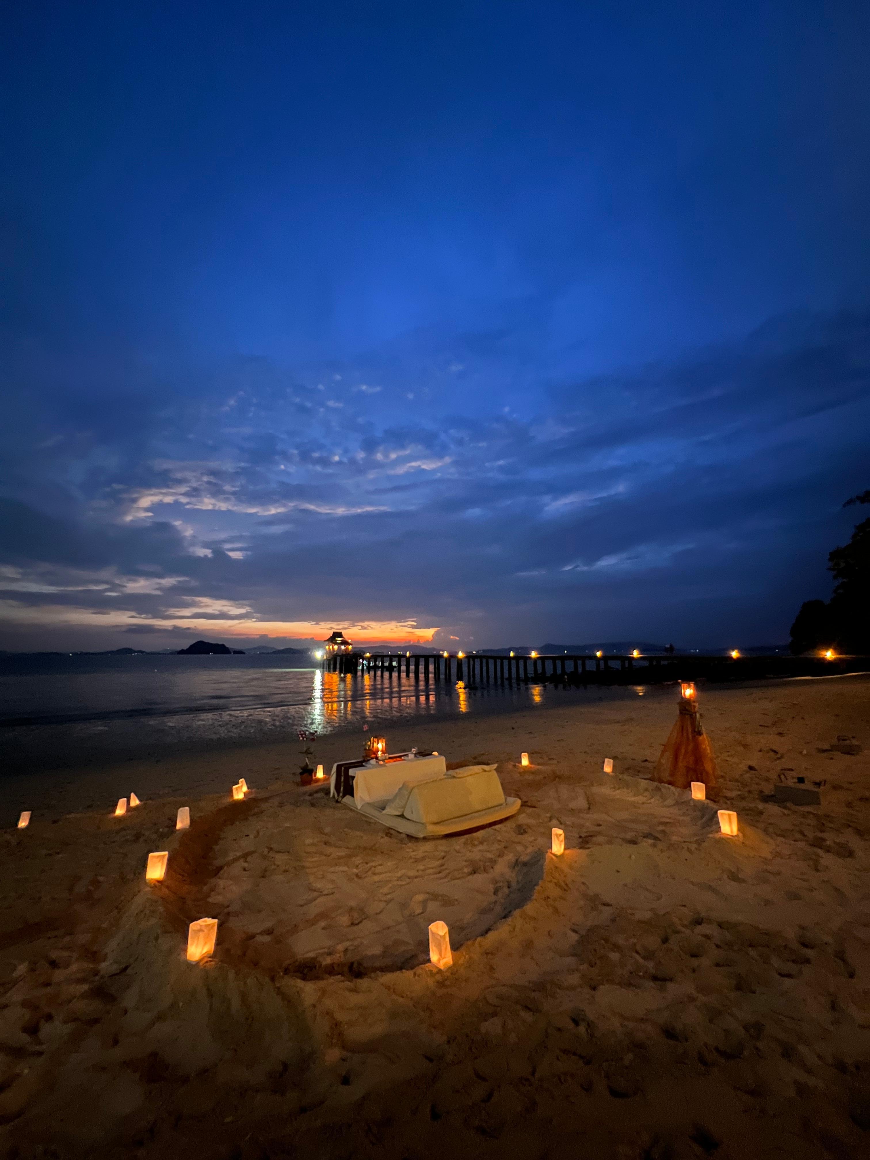 Romantic dinner at the beach