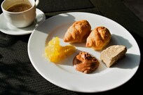 My Breakfast pick that day, fresh Croissants, Local Honey cut from comb,Home made Halva and chocolate