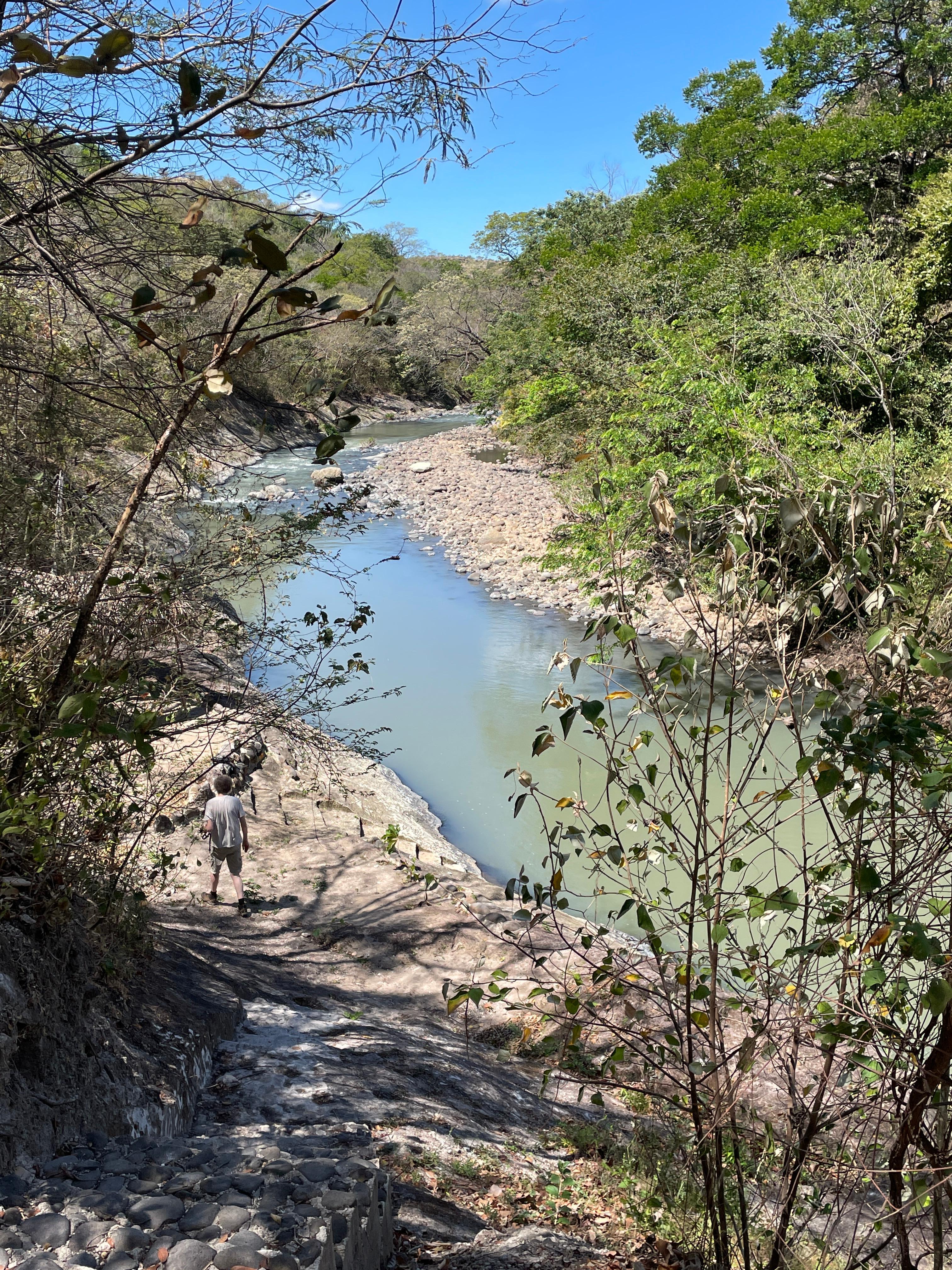 The river below is accessible by stairs that lead to a lovely picnic area. 