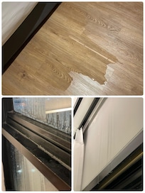 ベッドの下の水たまりと水の侵入路